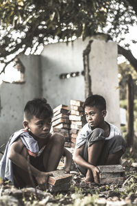 People sitting outdoors