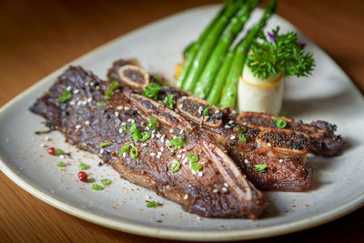 Close-up of food served in plate