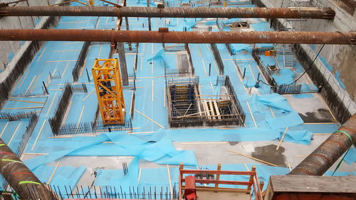 High angle view of construction site