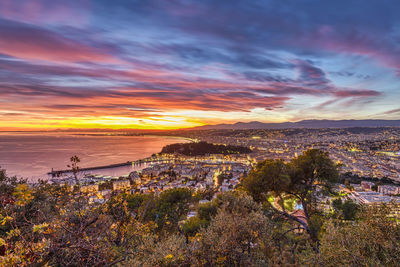 Sunset over nice, france