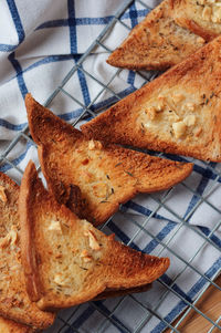 High angle view of bread on table