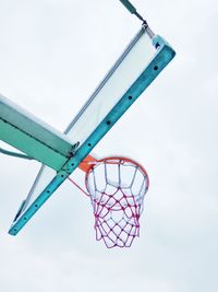 Low angle view of basketball hoop against sky