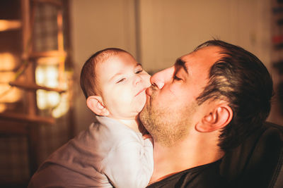 Mother with baby at home