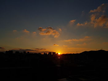 Silhouette buildings against sky during sunset