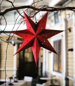 Close-up of red christmas tree