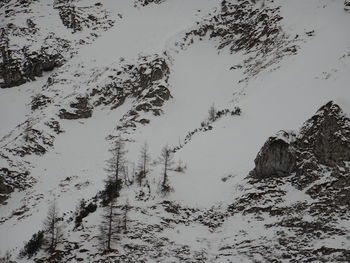 Low angle view of snow covered mountain against sky