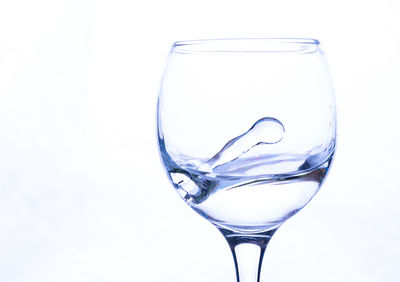 Close-up of wine in glass against white background