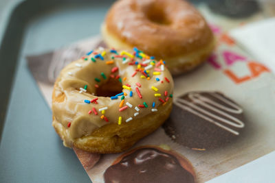 Two doughnuts on a table