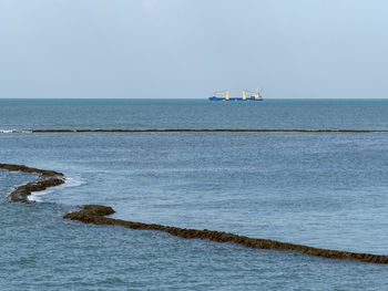 Scenic view of sea against clear sky