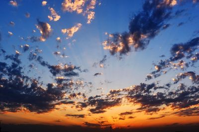 Low angle view of sky during sunset