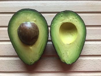 Directly above shot of green fruits on table