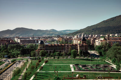 Aerial view of buildings in city