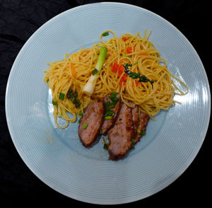 Close-up of food in plate on table