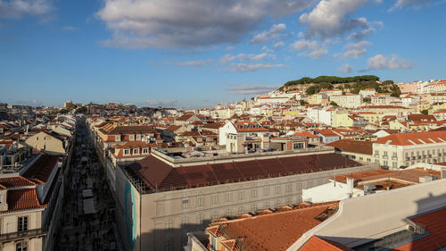 High angle view of townscape against sky