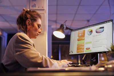 Portrait of young woman working at office