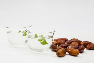 Close-up of food on white background