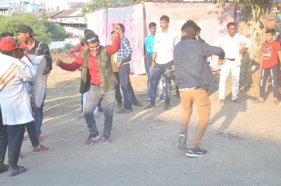 People on street in city