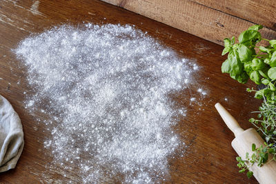 High angle view of food on cutting board