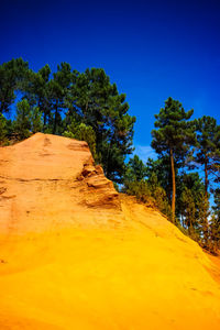 Scenic view of land against clear blue sky