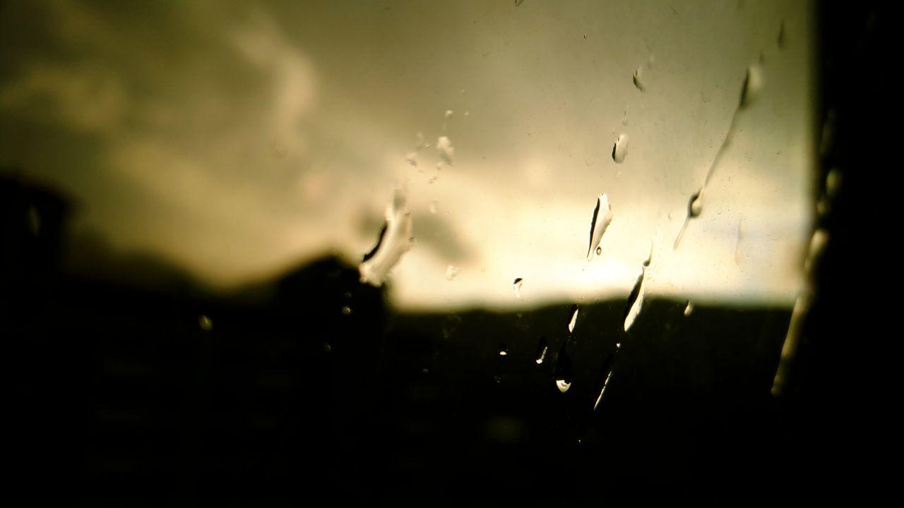 drop, wet, window, rain, water, transparent, indoors, glass - material, raindrop, weather, focus on foreground, monsoon, season, vehicle interior, sky, droplet, close-up, transportation, glass, dusk