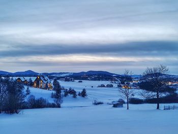 Winter season, view over the mountains in sunset at zlatibor, serbia