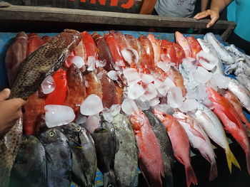 Full frame shot of fish for sale at market stall