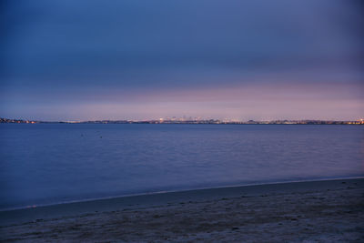 Scenic view of sea against sky at sunset