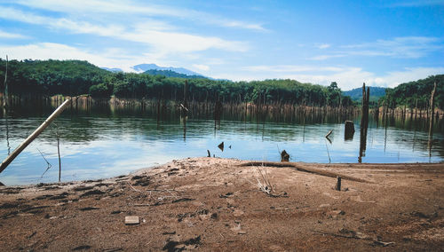 Scenic view of lake against sky