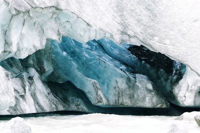 Aerial view of frozen cave