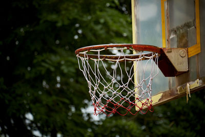 Low angle view of basketball hoop