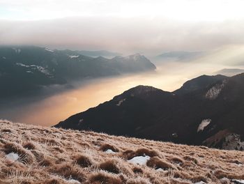 Scenic view of mountains against sky