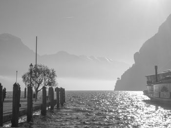 Scenic view of sea against clear sky