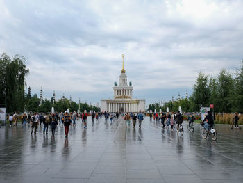 Group of people in front of building