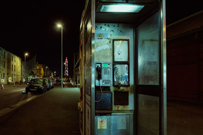 Close-up of telephone booth