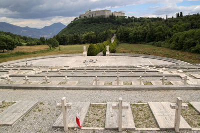 High angle view of cemetery