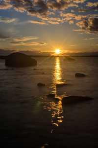 Scenic view of sea at sunset