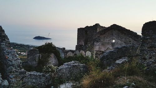 Panoramic view of sea against sky during sunset