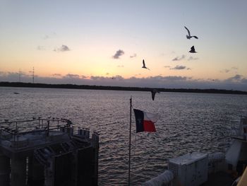 View of calm sea at sunset