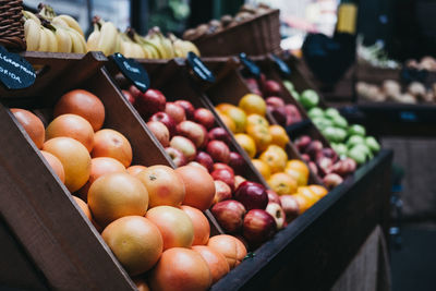 Fruits for sale at market stall