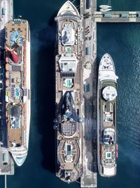 Aerial view of boats in sea