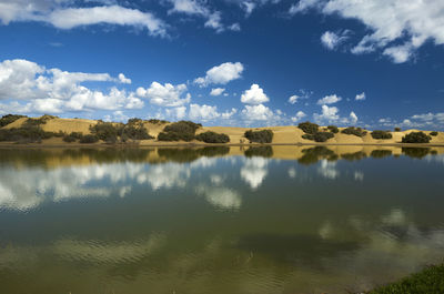 Scenic view of lake against sky