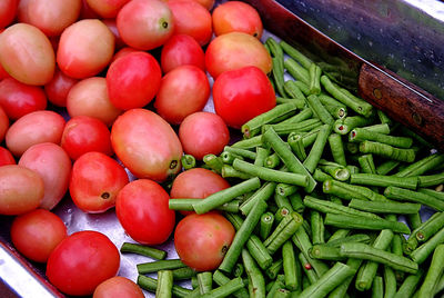 High angle view of fruits for sale in market