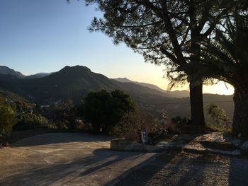 Scenic view of mountains against clear sky