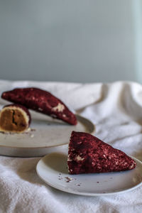 Close-up of food in plate on table