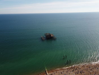 High angle view of sea against sky