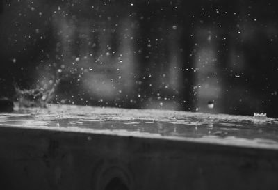 Close-up of wet window during rainy season