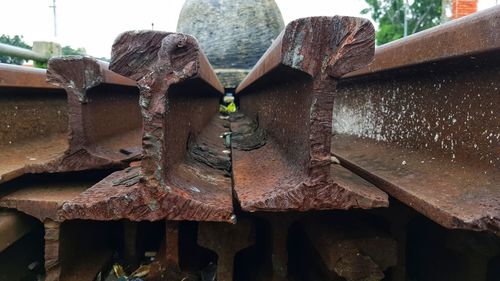 Close-up of rusty metal roof