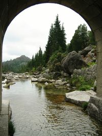 Bridge over river against sky