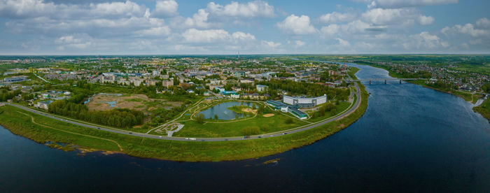 Beautiful aerial panoramic view shot of daugavpils city