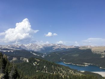 Scenic view of landscape and mountains against sky